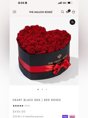 Heart Black Box with Red Roses